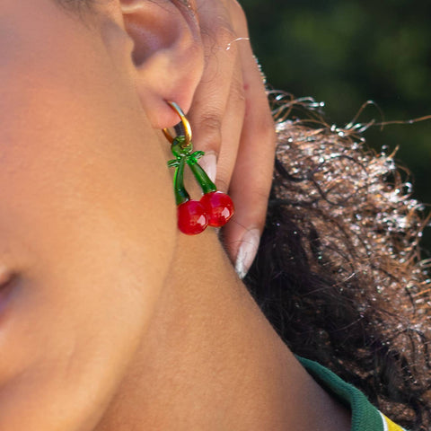 Cherry Red Fruit Loop Hoops - Hyperbole