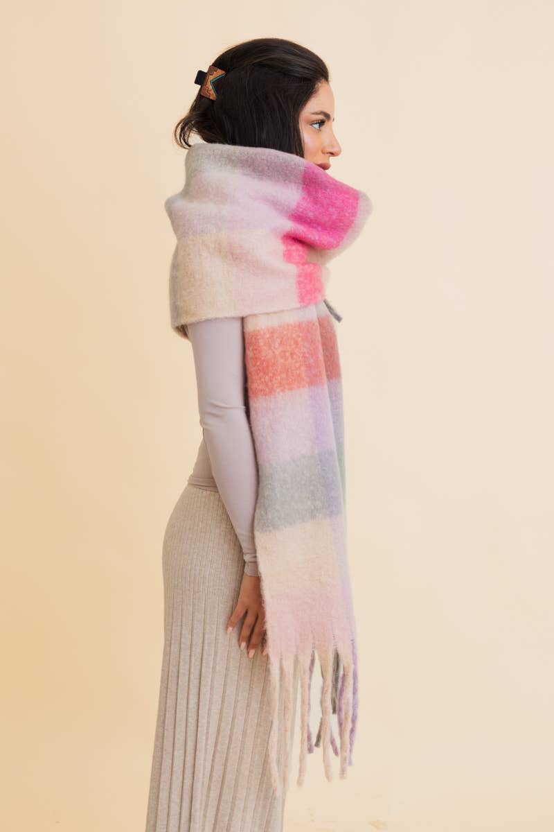Cozy Oversized Fringe Scarf - Hyperbole