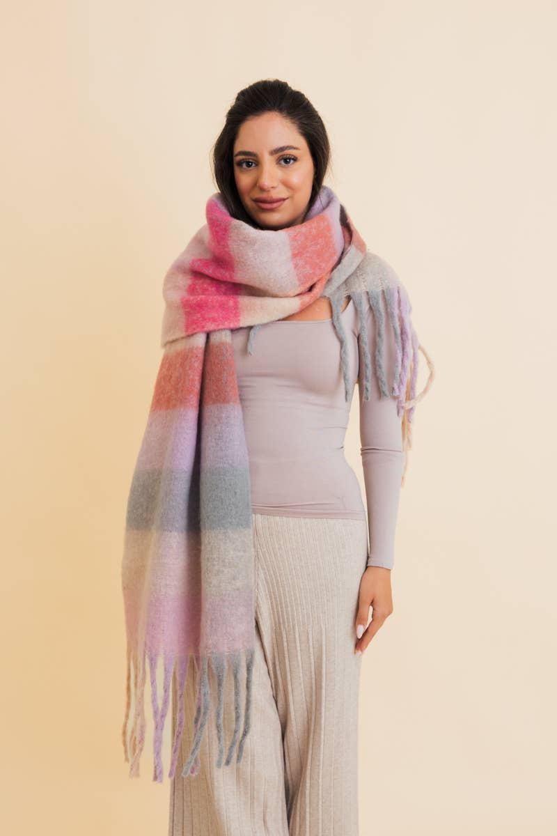 Cozy Oversized Fringe Scarf - Hyperbole