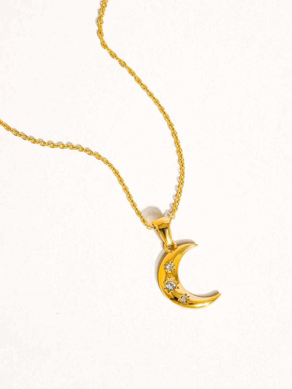 Flânerie by MAIQ - Atlas 18K Gold Non-Tarnish Half Moon CZ Necklace - Hyperbole