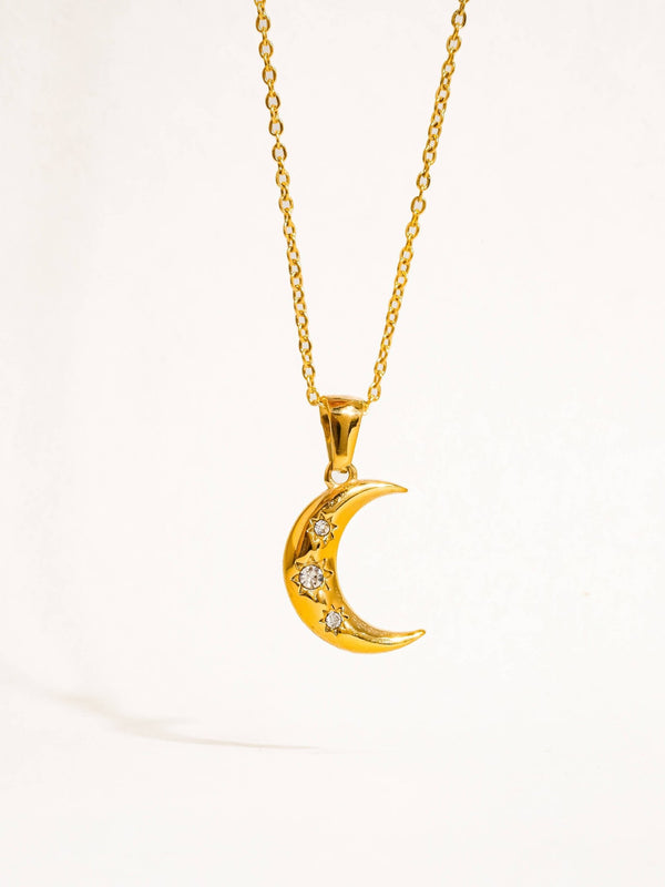 Flânerie by MAIQ - Atlas 18K Gold Non-Tarnish Half Moon CZ Necklace - Hyperbole