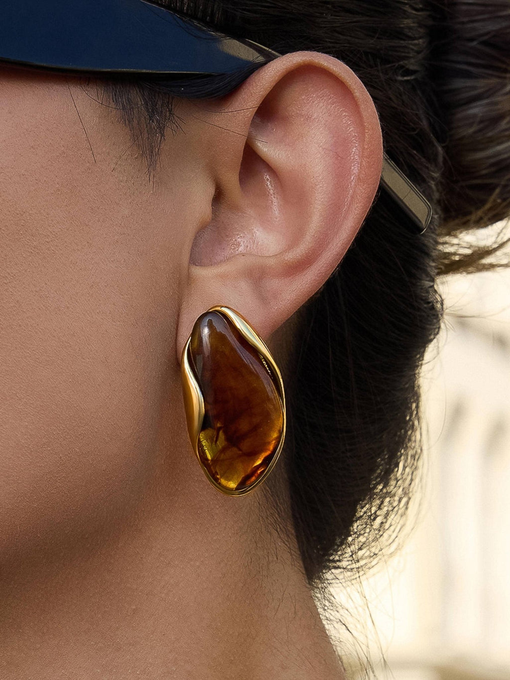 Flânerie by MAIQ - Maélie 18K Gold Non-Tarnish Resin Drop Earrings - Hyperbole