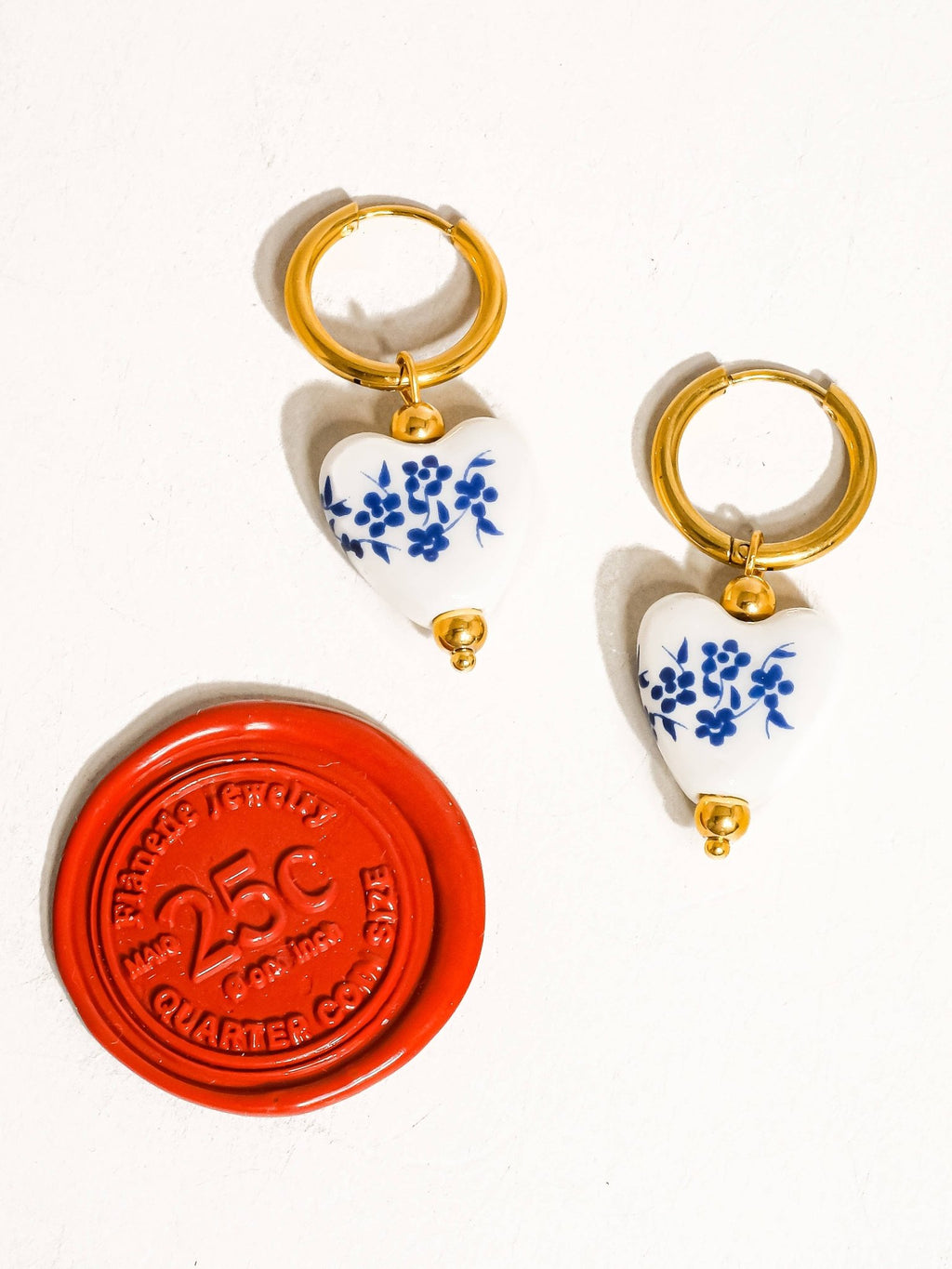 Flânerie by MAIQ - Yun 18K Gold Non-Tarnish Ceramic Floral Heart Earring - Hyperbole