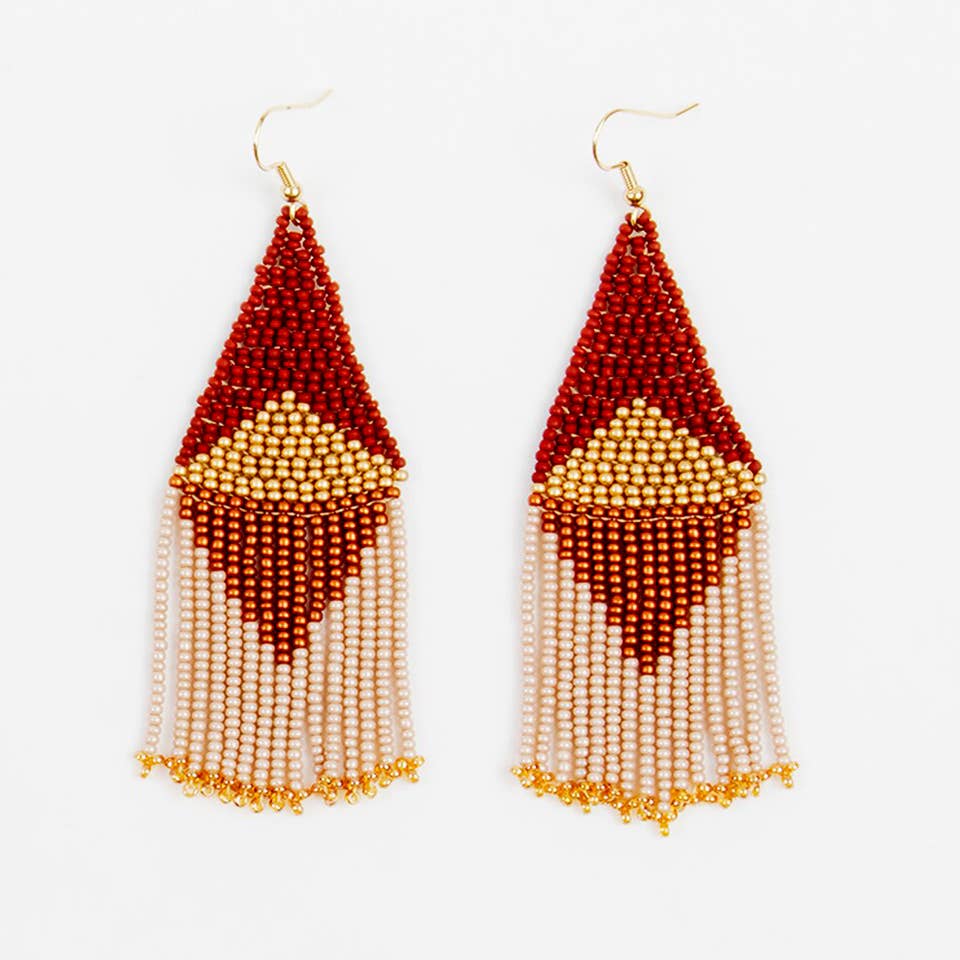 Beaded Angular Fringe Earrings - Altiplano - Hyperbole