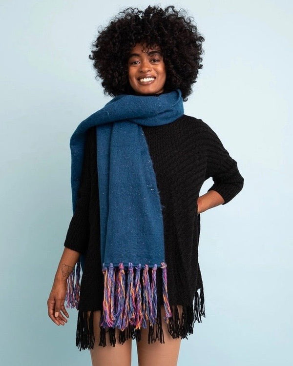 Blanket Tassel Scarf - Midnight Blue - Hyperbole