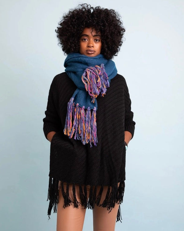 Blanket Tassel Scarf - Midnight Blue - Hyperbole