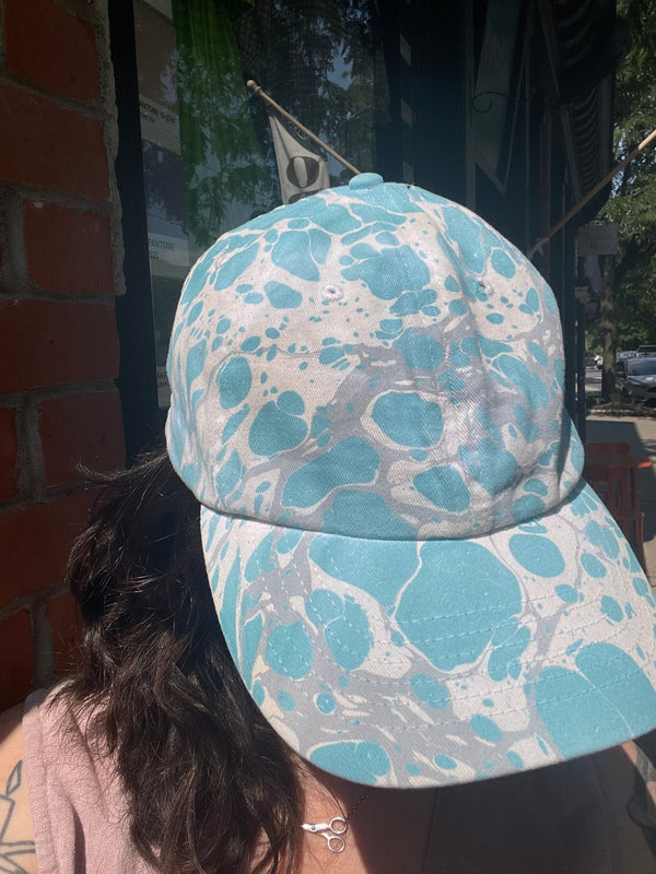 Blue/Grey Hand-Marbled Hat - Christin Ripley - Hyperbole