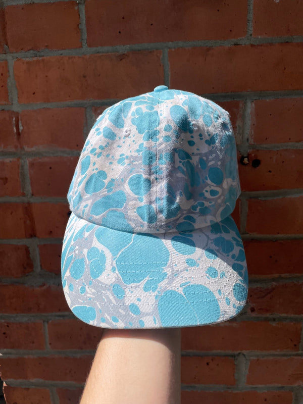 Blue/Grey Hand-Marbled Hat - Christin Ripley - Hyperbole