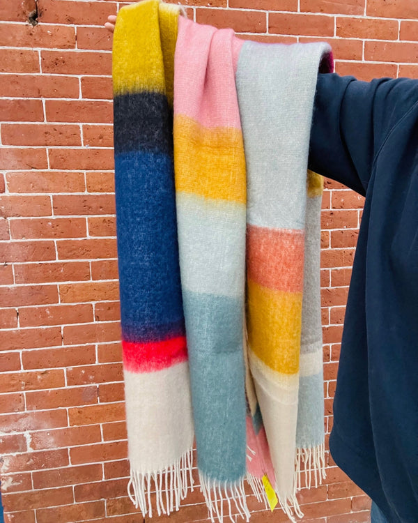 Color Block Faux Mohair Scarf - Hyperbole