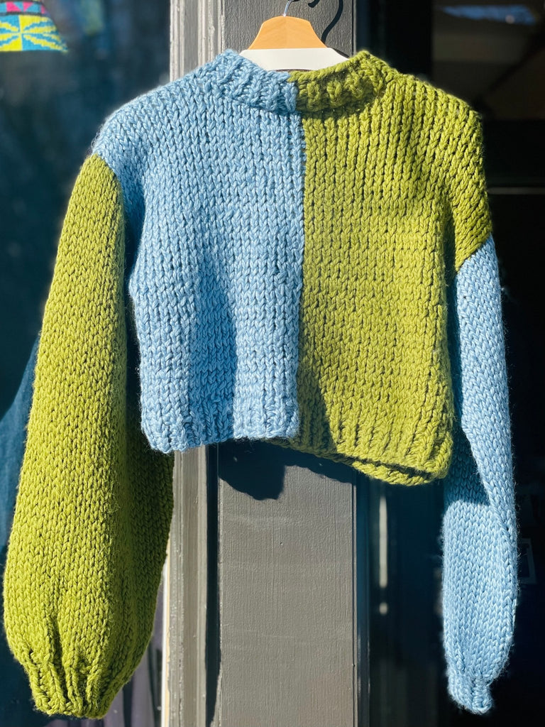 Color block sweater - green & blue - Hyperbole