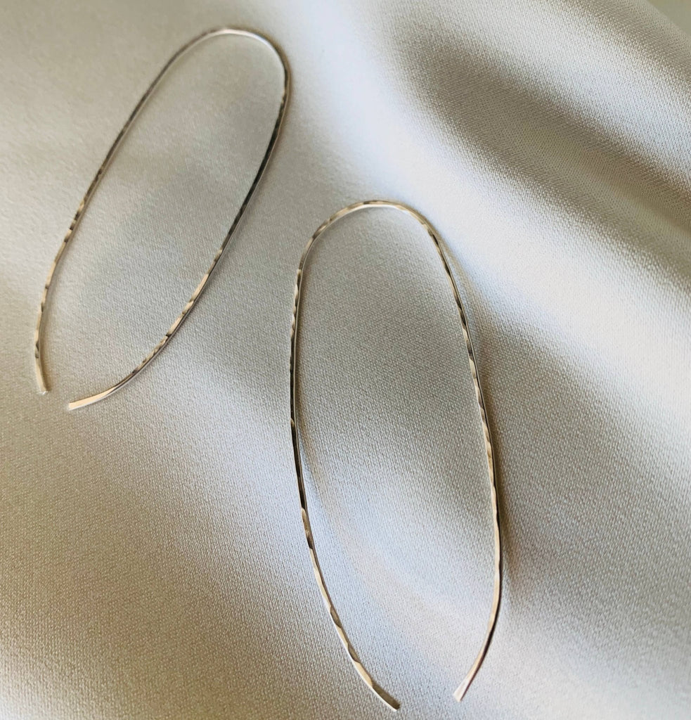 Elongated Hammered Hoops - Points Jewelry - Hyperbole