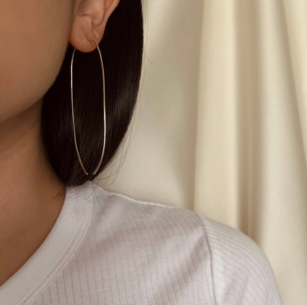 Elongated Hammered Hoops - Points Jewelry - Hyperbole