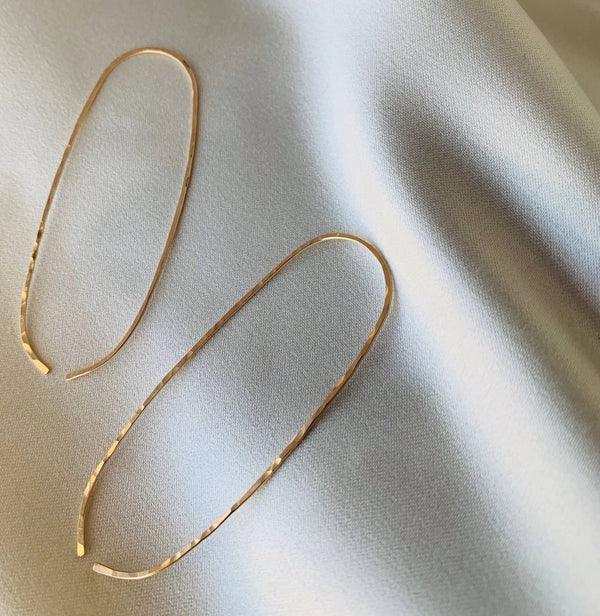 Elongated Hammered Hoops - Points Jewelry - Hyperbole