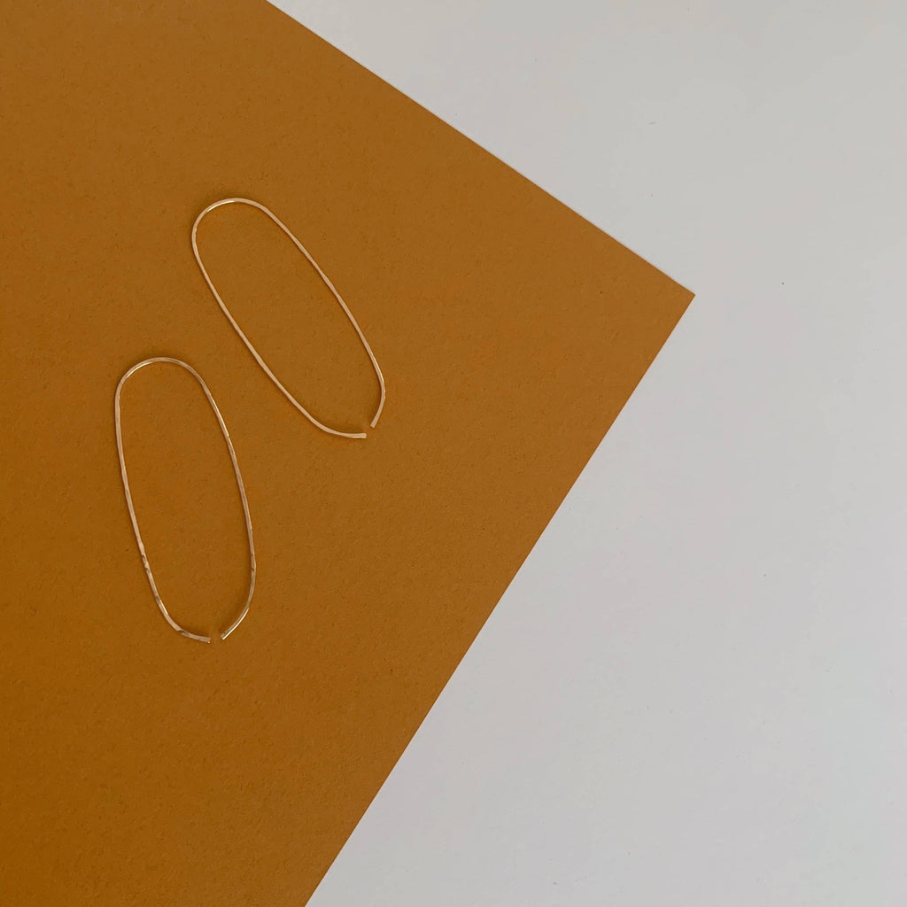 Elongated Hammered Hoops - Points Jewelry - Hyperbole