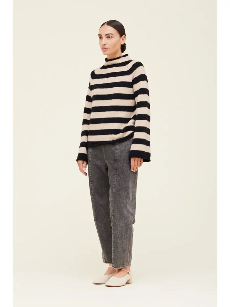 Lizzie Stripey Mock Neck Sweater - Hyperbole