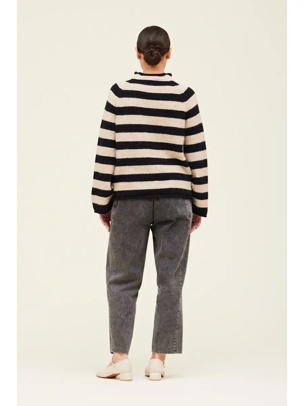 Lizzie Stripey Mock Neck Sweater - Hyperbole