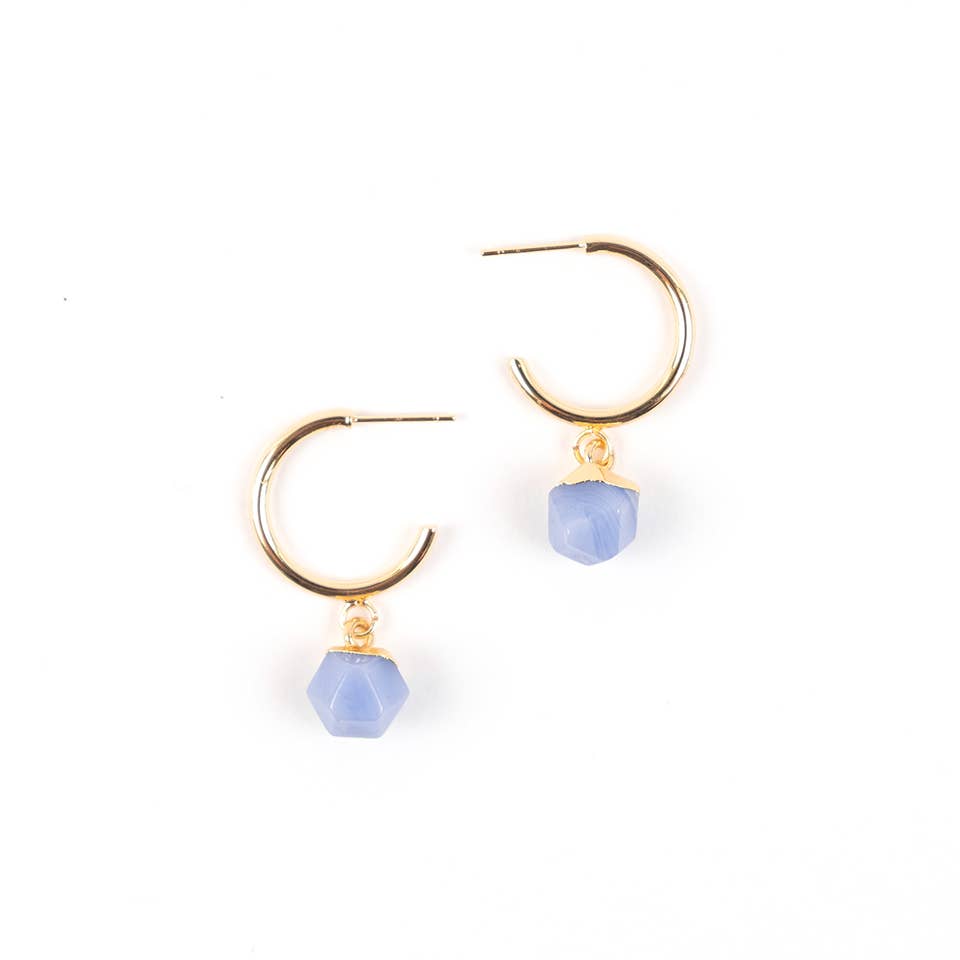 Stone and Gold Hoop Earrings - Altiplano - Hyperbole