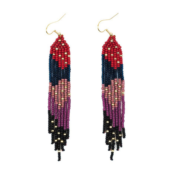 Strata Beaded Fringe Earrings - Altiplano - Hyperbole