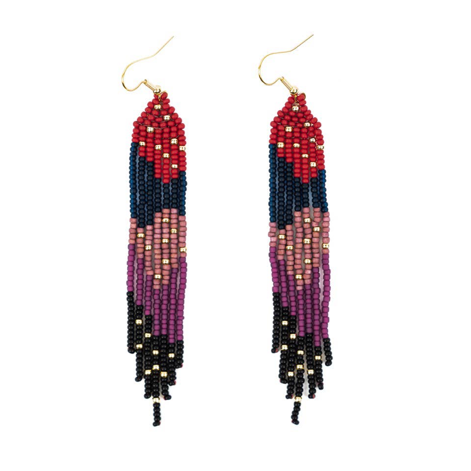 Strata Beaded Fringe Earrings - Altiplano - Hyperbole