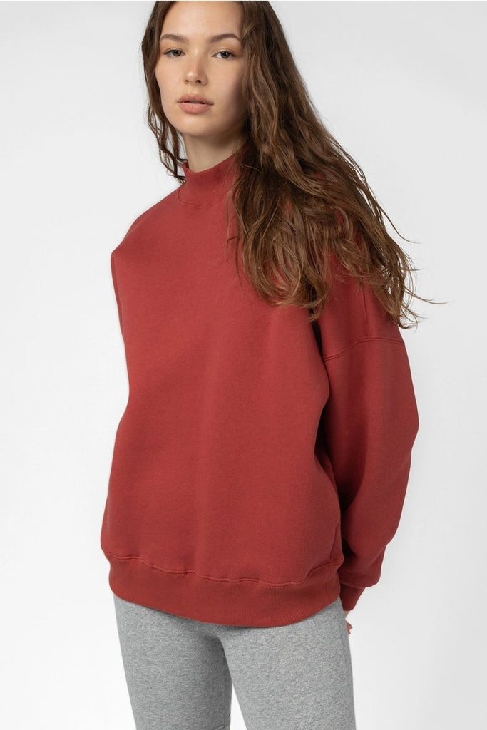 Troy Cotton-Blend Sweater in Brick - Hyperbole