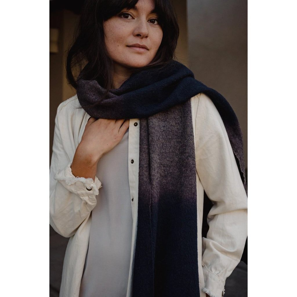 Wool Indigo Blanket Scarf - ARAE - Hyperbole