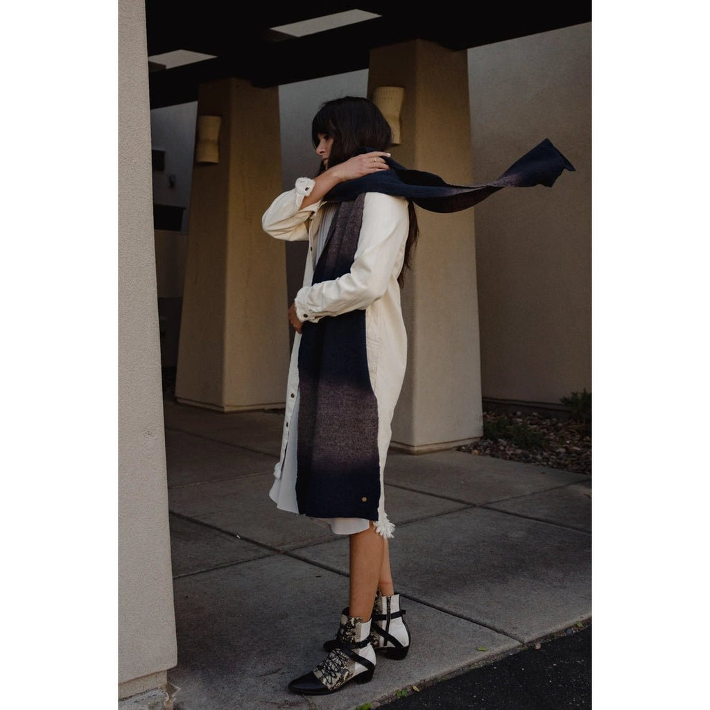 Wool Indigo Blanket Scarf - ARAE - Hyperbole