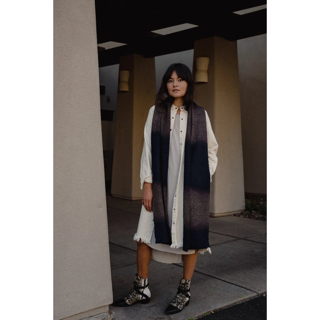 Wool Indigo Blanket Scarf - ARAE - Hyperbole